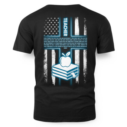 Thin Blue Line Flag – Teacher Patriot Apple Cross T-Shirt